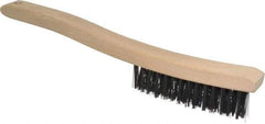 Osborn - 3 Rows x 14 Columns Steel Scratch Brush - 13-3/4" OAL, 1-1/2" Trim Length, Wood Curved Handle - Top Tool & Supply