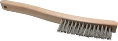 Osborn - 3 Rows x 14 Columns Stainless Steel Scratch Brush - 13-3/4" OAL, 1-1/2" Trim Length, Wood Curved Handle - Top Tool & Supply