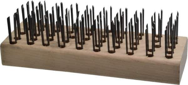 Osborn - 5 Rows x 10 Columns Steel Scratch Brush - 7-5/8" Brush Length, 7-5/8" OAL, 1" Trim Length, Wood Straight Handle - Top Tool & Supply