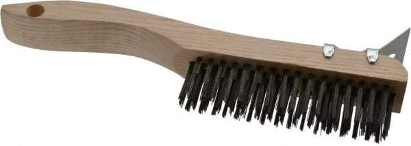 Osborn - 4 Rows x 16 Columns Steel Scratch Brush - 5-1/4" Brush Length, 10" OAL, 1-1/8" Trim Length, Wood Shoe Handle - Top Tool & Supply