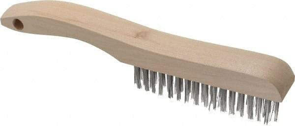 Osborn - 4 Rows x 16 Columns Stainless Steel Scratch Brush - 5-1/4" Brush Length, 10" OAL, 1-1/8" Trim Length, Wood Shoe Handle - Top Tool & Supply