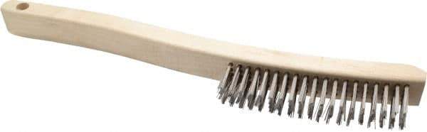 Osborn - 4 Rows x 19 Columns Stainless Steel Scratch Brush - 6" Brush Length, 13-11/16" OAL, 1-1/8" Trim Length, Wood Curved Handle - Top Tool & Supply