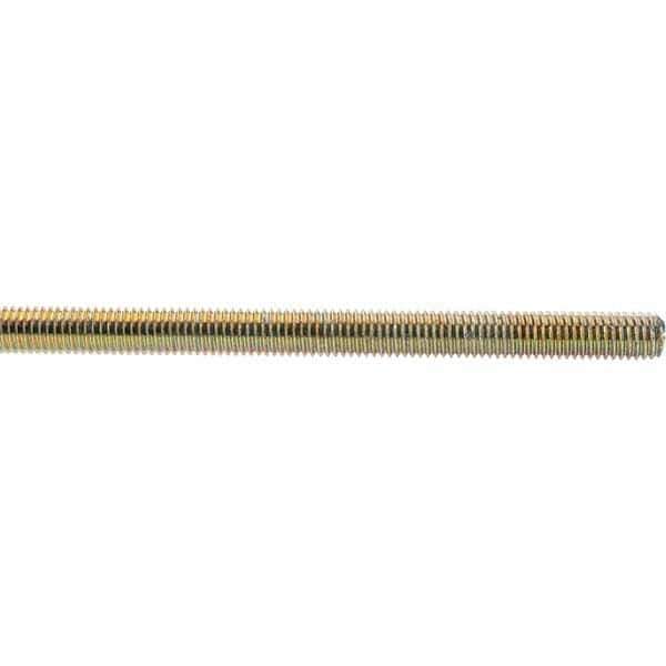 Value Collection - 1/2-13 UNC (Coarse), 3' Long, Low Carbon Steel Threaded Rod - Yellow Zinc-Plated Finish, Right Hand Thread - Top Tool & Supply