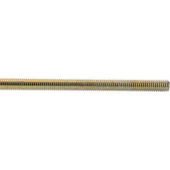 Value Collection - 1/2-13 UNC (Coarse), 3' Long, Low Carbon Steel Threaded Rod - Yellow Zinc-Plated Finish, Right Hand Thread - Top Tool & Supply