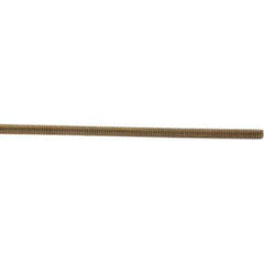 Value Collection - 5/16-18 UNC (Coarse), 3' Long, Low Carbon Steel Threaded Rod - Yellow Zinc-Plated Finish, Right Hand Thread - Top Tool & Supply