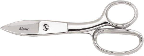 Clauss - 5" LOC, 7-3/4" OAL Chrome Plated Straight Shears - Serrated, Steel Straight Handle, For Paper, Fabric - Top Tool & Supply