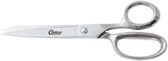 Clauss - 4" LOC, 8" OAL Chrome Plated Straight Shears - Steel Straight Handle, For Paper, Fabric - Top Tool & Supply