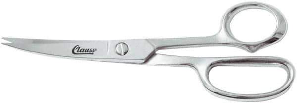 Clauss - 5" LOC, 8-1/2" OAL Chrome Plated Curved Shears - Steel Offset Handle, For Paper, Fabric - Top Tool & Supply