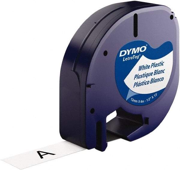 Dymo - 1/2" Wide x 156" Long, Black on White Plastic Label Printer Cartridge - For DYMO Letratag Printers - Top Tool & Supply