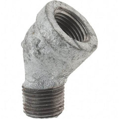 Value Collection - Class 150, 1/2" Galvanized Pipe 45° Street Elbow - Threaded, Malleable Iron - Top Tool & Supply