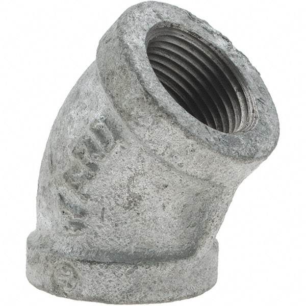 Value Collection - Class 150, 3/4" Galvanized Pipe 45° Elbow - Threaded, Malleable Iron - Top Tool & Supply