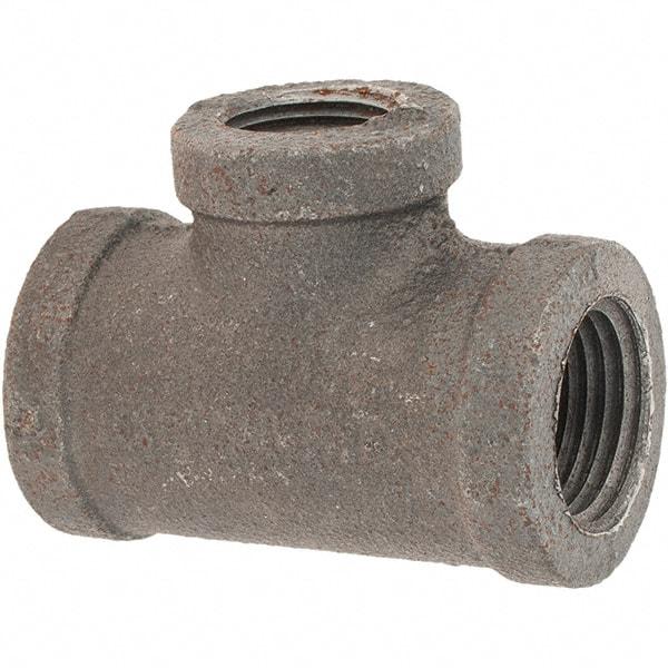 Value Collection - Size 1/2 x 1/2 x 3/8", Class 150, Malleable Iron Black Pipe Reducing Tee - 150 psi, Threaded End Connection - Top Tool & Supply