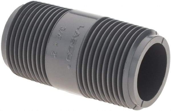 Value Collection - 3/4" Pipe, 1-1/2" Long PVC Threaded Plastic Pipe Nipple - Gray - Top Tool & Supply