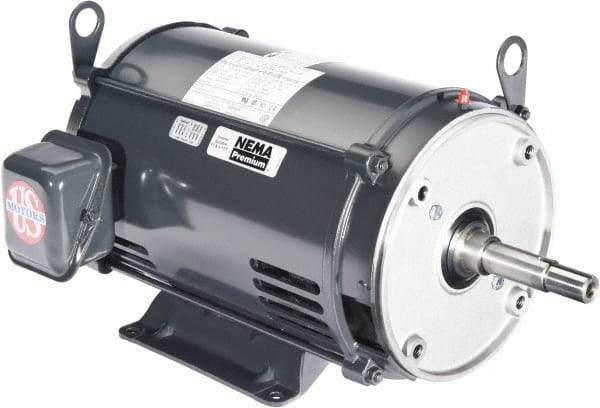 US Motors - ODP Enclosure, No Thermal Protection, 1,740 RPM, 208-230/460 Volt, 60 Hz, Three Phase Energy Efficient Motor - Size 143 Frame, Rigid Mount, 1 Speed, Ball Bearings, 3.1-3/1.5 Full Load Amps, F Class Insulation, CCW Lead End - Top Tool & Supply