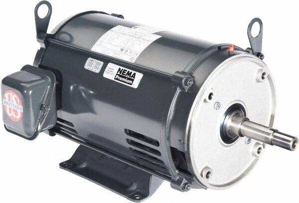 US Motors - 10 hp, ODP Enclosure, No Thermal Protection, 3,505 RPM, 575 Volt, 60 Hz, Three Phase Energy Efficient Motor - Size 213 Frame, Rigid Mount, 1 Speed, Ball Bearings, 10.2 Full Load Amps, F Class Insulation, CCW Lead End - Top Tool & Supply