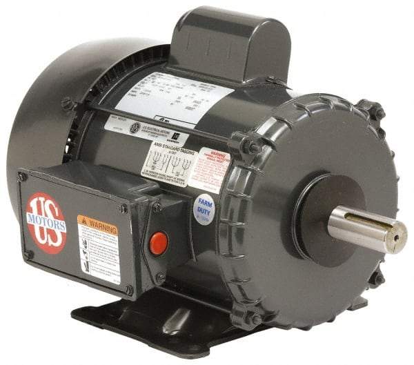 US Motors - 2 hp, TEFC Enclosure, 1,740 RPM, 115/230 Volt, 60 Hz, Industrial Electric AC/DC Motor - Size 182 Frame, Horizontal-Footed Mount, 1 Speed, Ball Bearings, 25.6/12.8 Full Load Amps, F Class Insulation - Top Tool & Supply