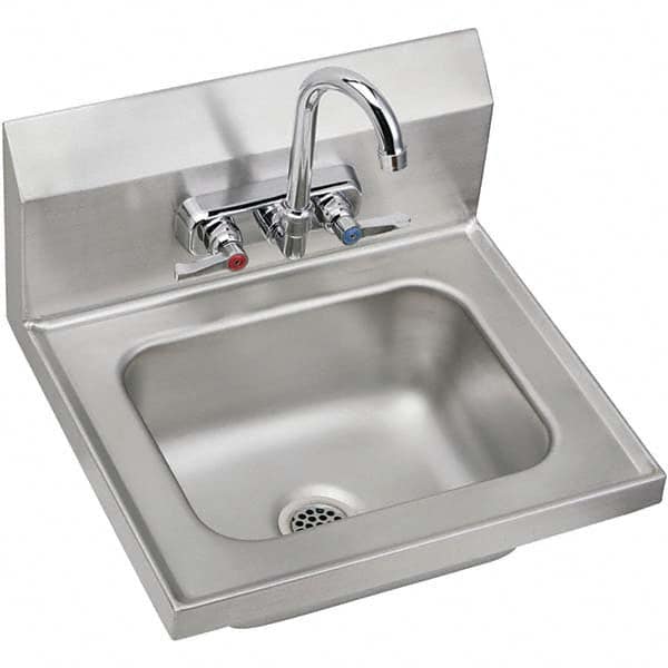 ELKAY - Stainless Steel Sinks Type: Hand Sink Wall Mount w/Manual Faucet Outside Length: 16-3/4 (Inch) - Top Tool & Supply