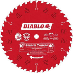 Freud - 10" Diam, 5/8" Arbor Hole Diam, 40 Tooth Wet & Dry Cut Saw Blade - Carbide-Tipped, Standard Round Arbor - Top Tool & Supply