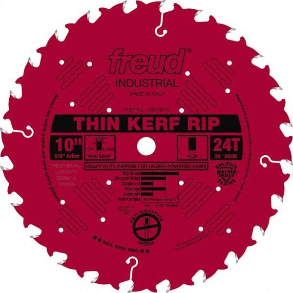 Freud - 10" Diam, 5/8" Arbor Hole Diam, 24 Tooth Wet & Dry Cut Saw Blade - Carbide-Tipped, Standard Round Arbor - Top Tool & Supply