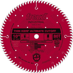 Freud - 10" Diam, 5/8" Arbor Hole Diam, 80 Tooth Wet & Dry Cut Saw Blade - Carbide-Tipped, Standard Round Arbor - Top Tool & Supply