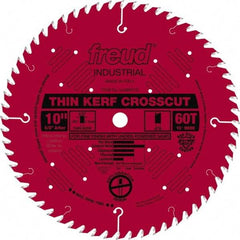 Freud - 10" Diam, 5/8" Arbor Hole Diam, 60 Tooth Wet & Dry Cut Saw Blade - Carbide-Tipped, Standard Round Arbor - Top Tool & Supply