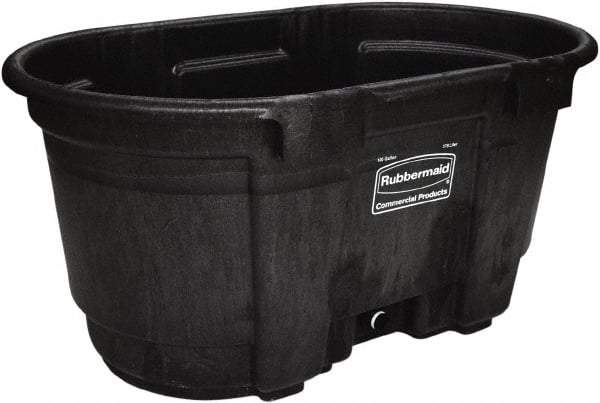 Rubbermaid - 100 Gallon Black Oval Plastic Stock Tank - 25" High x 31" Diam - Top Tool & Supply