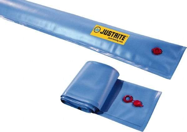 Justrite - 5' Long x 3/4' Wide, PVA Boom/Drain Dam - Light Blue, Use to Stop Contaminated Groundwater From Going Down the Drain - Top Tool & Supply