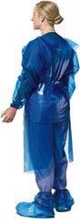 PolyConversions - 4 mil Thick Chemical Resistant Coat Apron - Polyolefin, Blue - Top Tool & Supply