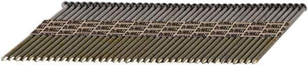 DeWALT - 30 Gauge 0.131" Shank Diam 3-1/4" Long Framing Nails for Power Nailers - Steel, Galvanized Finish, Smooth Shank, Angled Stick Paper Tape Collation, Round Head, Diamond Point - Top Tool & Supply