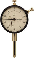 Mitutoyo - 1" Range, 0-100 Dial Reading, 0.001" Graduation Dial Drop Indicator - 57mm Dial, 0.1" Range per Revolution, 0.002" Accuracy, Includes NIST Traceability Certification - Top Tool & Supply