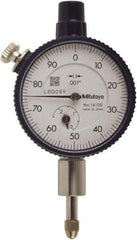 Mitutoyo - 0.025" Range, 0-100 Dial Reading, 0.001" Graduation Dial Drop Indicator - 40mm Dial, 0.1" Range per Revolution, 0.0001" Accuracy, Includes NIST Traceability Certification - Top Tool & Supply