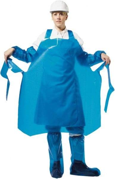 PolyConversions - 35" Wide x 55" Long x 6 mil Thick Chemical Resistant Bib Apron - Polyolefin, Blue, Waterproof, Resists Chemicals, Fats, Oils, Dry Particles, Liquid Splashes - Top Tool & Supply