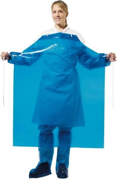 PolyConversions - 35" Wide x 45" Long x 8 mil Thick Chemical Resistant Bib Apron - Polyolefin, Blue, Waterproof, Resists Chemicals, Fats, Oils, Dry Particles, Liquid Splashes - Top Tool & Supply