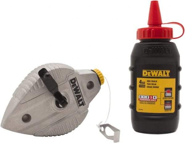 DeWALT - 100' Long Reel & Chalk Set - Red, Includes 4 oz Red Chalk - Top Tool & Supply