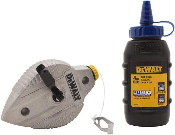 DeWALT - 100' Long Reel & Chalk Set - Blue, Includes 4 oz Blue Chalk - Top Tool & Supply