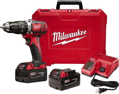 Milwaukee Tool - 18 Volt 1/2" Keyless Chuck Cordless Hammer Drill - 0 to 28,800 BPM, 0 to 1,800 RPM, Reversible - Top Tool & Supply