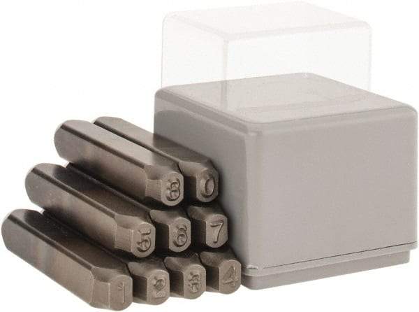 C.H. Hanson - 9 Piece, 3/16" Character Steel Stamp Set - Figures, Reverse - Top Tool & Supply