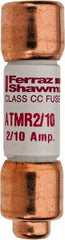 Ferraz Shawmut - 600 VAC/VDC, 0.2 Amp, Fast-Acting General Purpose Fuse - Clip Mount, 1-1/2" OAL, 100 at DC, 200 at AC kA Rating, 13/32" Diam - Top Tool & Supply