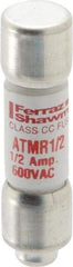 Ferraz Shawmut - 600 VAC/VDC, 0.5 Amp, Fast-Acting General Purpose Fuse - Clip Mount, 1-1/2" OAL, 100 at DC, 200 at AC kA Rating, 13/32" Diam - Top Tool & Supply