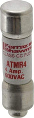 Ferraz Shawmut - 600 VAC/VDC, 4 Amp, Fast-Acting General Purpose Fuse - Clip Mount, 1-1/2" OAL, 100 at DC, 200 at AC kA Rating, 13/32" Diam - Top Tool & Supply