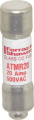 Ferraz Shawmut - 600 VAC/VDC, 20 Amp, Fast-Acting General Purpose Fuse - Clip Mount, 1-1/2" OAL, 100 at DC, 200 at AC kA Rating, 13/32" Diam - Top Tool & Supply