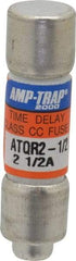 Ferraz Shawmut - 300 VDC, 600 VAC, 2.5 Amp, Time Delay General Purpose Fuse - Clip Mount, 1-1/2" OAL, 100 at DC, 200 at AC kA Rating, 13/32" Diam - Top Tool & Supply