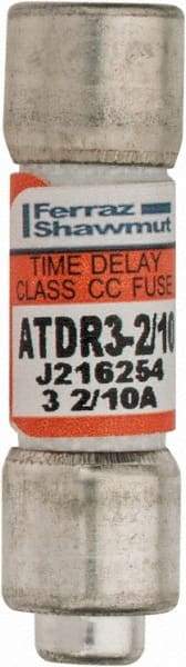 Ferraz Shawmut - 300 VDC, 600 VAC, 3.2 Amp, Time Delay General Purpose Fuse - Clip Mount, 1-1/2" OAL, 100 at DC, 200 at AC kA Rating, 13/32" Diam - Top Tool & Supply