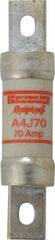 Ferraz Shawmut - 300 VDC, 600 VAC, 70 Amp, Fast-Acting General Purpose Fuse - Clip Mount, 4-5/8" OAL, 100 at DC, 200 at AC kA Rating, 1-1/8" Diam - Top Tool & Supply