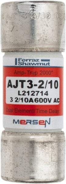 Ferraz Shawmut - 500 VDC, 600 VAC, 3.2 Amp, Time Delay General Purpose Fuse - Clip Mount, 2-1/4" OAL, 100 at DC, 200 at AC, 300 (Self-Certified) kA Rating, 13/16" Diam - Top Tool & Supply