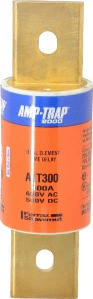 Ferraz Shawmut - 500 VDC, 600 VAC, 300 Amp, Time Delay General Purpose Fuse - Clip Mount, 7-1/8" OAL, 100 at DC, 200 at AC, 300 (Self-Certified) kA Rating, 2-1/8" Diam - Top Tool & Supply