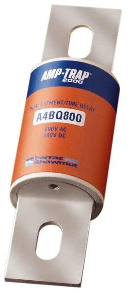 Ferraz Shawmut - 500 VDC, 600 VAC, 800 Amp, Time Delay General Purpose Fuse - Bolt-on Mount, 10-3/4" OAL, 100 at DC, 200 at AC, 300 (Self-Certified) kA Rating, 2-1/2" Diam - Top Tool & Supply