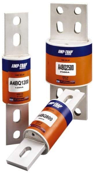 Ferraz Shawmut - 500 VDC, 600 VAC, 1200 Amp, Time Delay General Purpose Fuse - Bolt-on Mount, 10-3/4" OAL, 100 at DC, 200 at AC, 300 (Self-Certified) kA Rating, 2-1/2" Diam - Top Tool & Supply