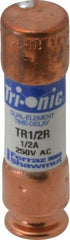 Ferraz Shawmut - 250 VAC/VDC, 0.5 Amp, Time Delay General Purpose Fuse - Clip Mount, 50.8mm OAL, 20 at DC, 200 at AC kA Rating, 9/16" Diam - Top Tool & Supply