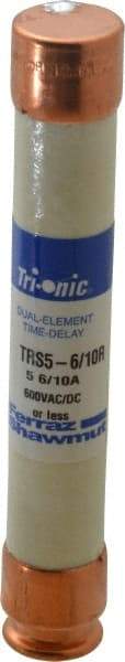 Ferraz Shawmut - 600 VAC/VDC, 5.6 Amp, Time Delay General Purpose Fuse - Clip Mount, 127mm OAL, 20 at DC, 200 at AC kA Rating, 13/16" Diam - Top Tool & Supply